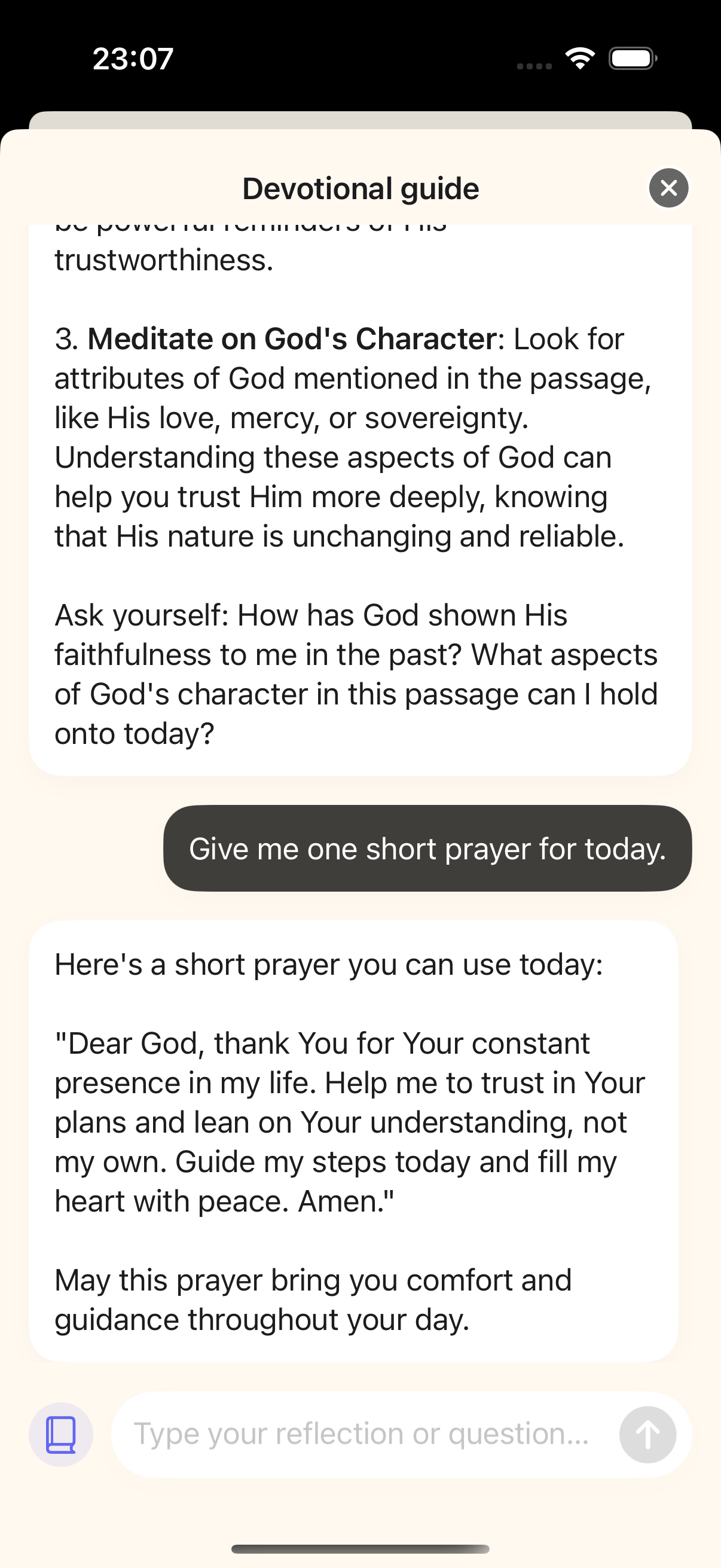 Lumina devotional guide chat screen