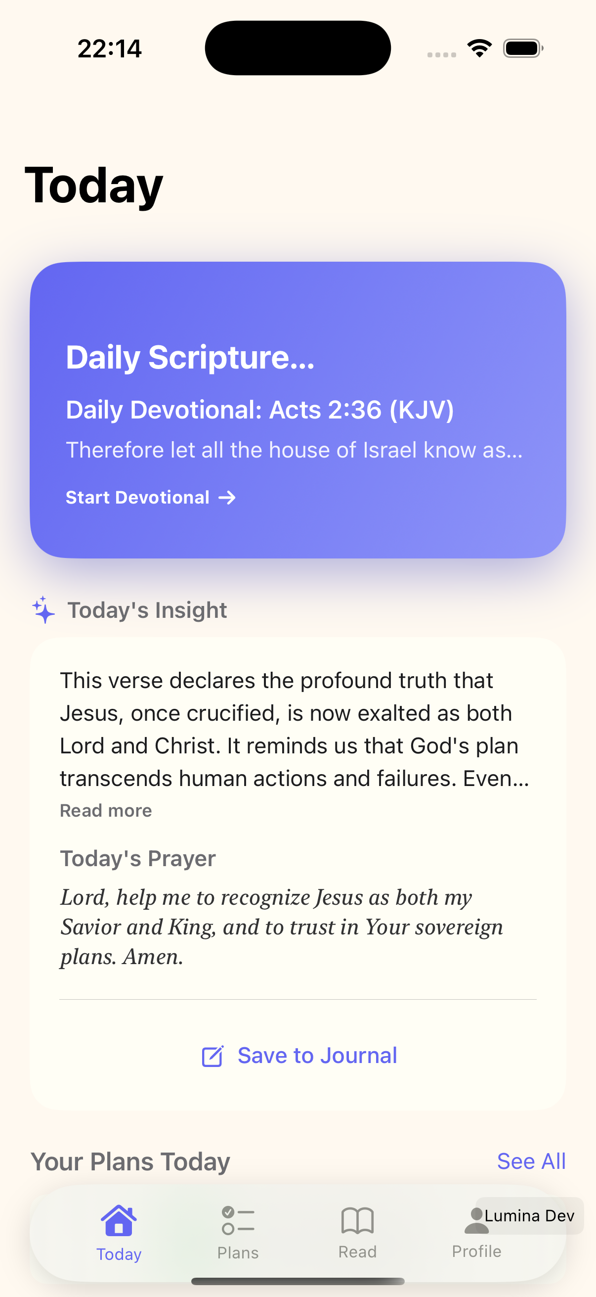 Lumina daily devotional screen